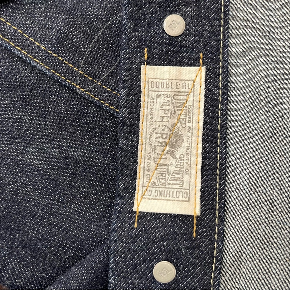 RRL Double RL Ralph Lauren dark indigo wash denim Jean trucker jacket Large USA - Picture 5 of 16